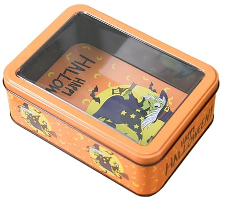 Set di scatole per biscotti di Halloween - Set di scatole di latta per biscotti di Halloween | Organizer rettangolare portatile in metallo, scatola di latta vuota, scatola di latta rettangolare