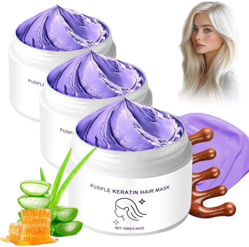 Detroitrain Lila Keratin Haarcreme, Feuchtigkeitsspendende Spülung, Spendet Feuchtigkeit Und Macht Das Haar Geschmeidig, Verleiht Ihm Glanz Und Sorgt Für Ein Gesünderes Aussehen. (3 Stück)