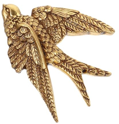 CLISPEED Swallow Wall Art 3D Metal Hanging Decor for Living Room Bedroom Garden Vintage Gold Wall Ornament Home Decoration 12X9X0.2 Inch