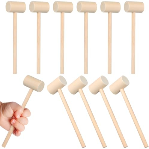 SHINEOFI 12Pcs Wooden Mallet Toy Set Mini Hammer for Kids Childrens Wooden Hammers Early Development Activity Toy for Hand Eye Coordination