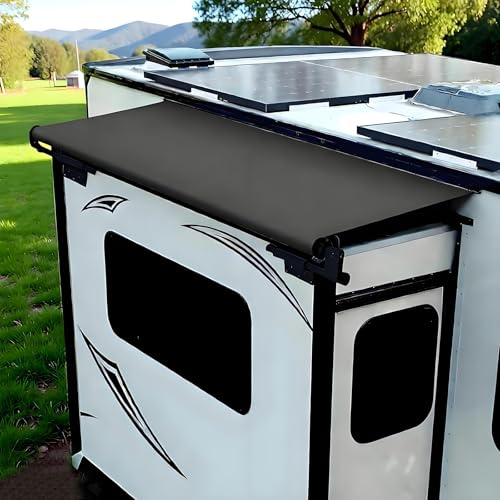 Toldo Extensible para Autocaravana, Kit Modular de Toldo Extensible con Protección, Topper de Toldos Resistente a Uso Intenso, Apto para Camper y Motorhome(Black,150cm/4.9ft)
