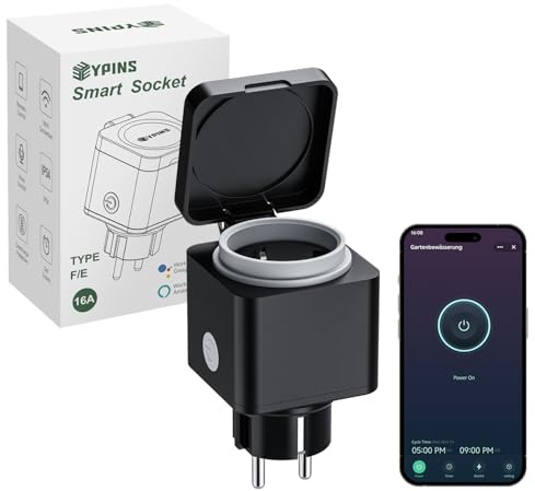 EYPINS Enchufe Inteligente WiFi para Exteriores con Control Remoto, IP54 Impermeable, Control por Voz con Alexa y Google Home,Temporizador y Cuenta Atrás, Medición de Potencia,Enchufe Tipo E/F Europeo