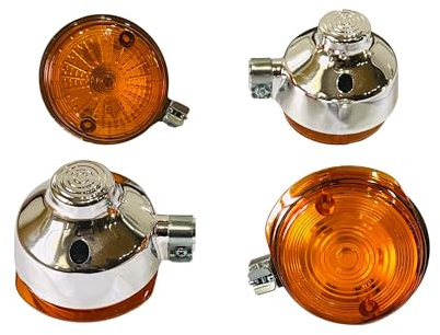 Generisch Blinker/Blinkleuchten Ø80 im Set Lichtaustritt orange, Lampenträger chrom passend für S50, S51, S70, SR50, SR80, MZ ETS, TS, ETZ