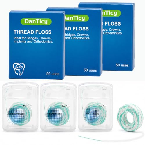 840D flauschige Zahnseideeinfädler, Tiefenreinigung, Zahnseide für Zahnspangen, Brücken und Implantate, Super Floss, 50 Stück, 3 Stück