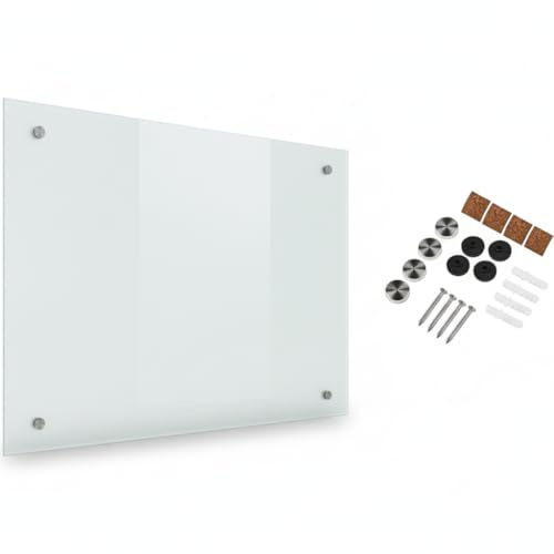 Mucola Küchenrückwand Spritzschutz 70x60 cm Milchglas 6 mm Sicherheitsglas | Satiniert, schlagfest, pflegeleicht, hochglanzpolierte Kanten, 4 vorgebohrte Löcher, inkl. Montagematerial, für die Spüle