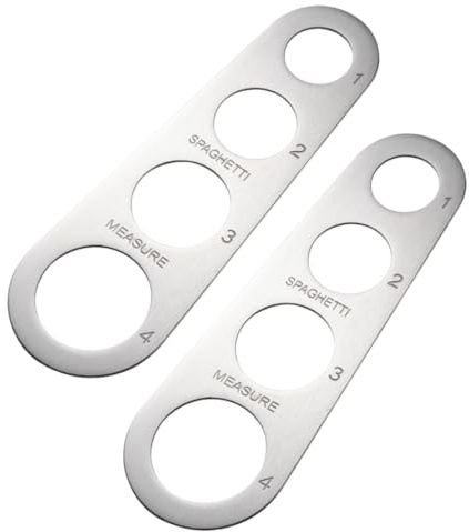 LUDHEP Medidor de Espaguetis Acero Inoxidable, 2 Piezas, Gadgets de Control de Pasta Con 4 Orificios, Herramientas de Ayuda, cocina pasta, regla, medida, control de porciones, restaurantes