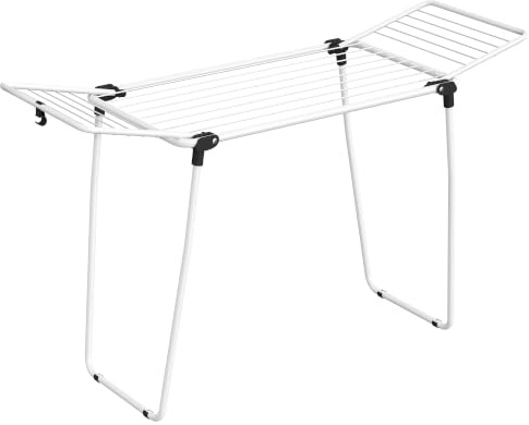 SONGMICS Wäscheständer, Standtrockner 47 x 150 x 91 cm, Flügelwäscheständer, Flügelwäschetrockner platzsparend, Metall, für Kleidung, Handtücher, weiß LLR520WK01