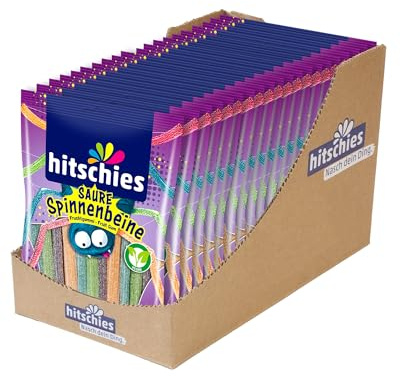hitschies Saure Spinnenbeine - Fruchtig-saure Fruchtgummis - Waldfrucht, Apfel, Aprikose & Blaubeere - Megaaa Saures Kauvergnügen - Vegan - 20 x 125g