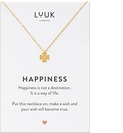 LUUK LIFESTYLE Damen Halskette mit Anhänger, Edelstahl, 50cm verstellbar, wasserfest, Geschenk für Freundin, Mutter, Frau, Schwester, Glücksbringer, Silber|Gold|Roségold