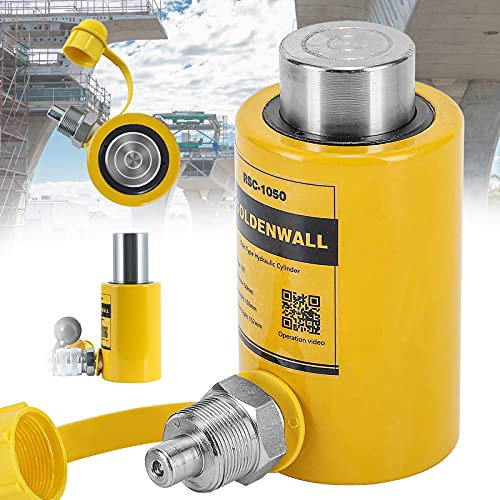 CGOLDENWALL Hydraulic Cylinder Ram 10T, Stroke 50mm, Body Height 104mm, Effective Area 15.89cm², for Bridges/Building/Machinery Industries (RSC-10T)