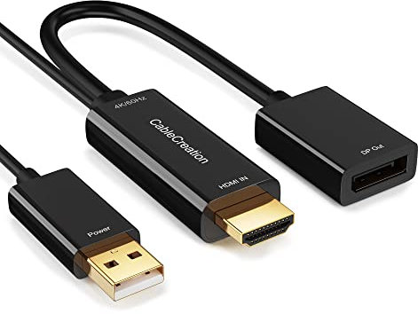 CableCreation HDMI auf DisplayPort Adapter mit USB Stromversorgung, 4K x 2K @ 60Hz, HDMI Stecker auf DP Buchse, Adapter/Konverter für Xbox One, kompatibel mit VESA Dual Mode DisplayPort 1.2