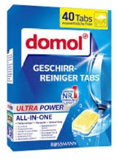 Ultra Power All-in-One - Pastillas limpiadoras para lavavajillas - Limpiador profundo - Contiene abrillantador y sal especial - Con lámina soluble en agua - 40 pastillas