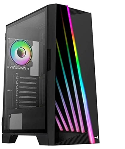 Aerocool Mirage ARGB ATX Mid Tower Case, LED Front, Tempered Glass Side Panel, 2x 12cm ARGB Fans, Black