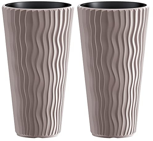 URBNLIVING Stunning Sandy Slim Large Plant Pot Flower Planters Indoor Outdoor Garden (Mocca, 2)
