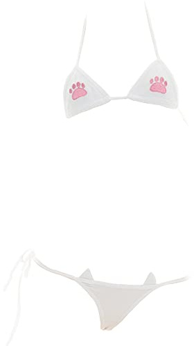 SINGUYUN Sexig mikrobikini för kvinnor, anime, bikini, cosplay, underkläder, kawaii, paket med bh och trosa, söt, en storlek