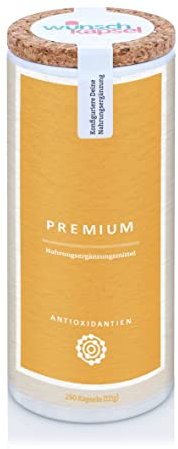 Wunschkapsel ANTIOXIDANTIEN Premium Ergänzung | für den optimierten antioxidativen Status | Glutathion (GSH), OPC, SOD, Quercetin | 290 vegane Kapseln aus deutscher Manufaktur für XL-Reichweite