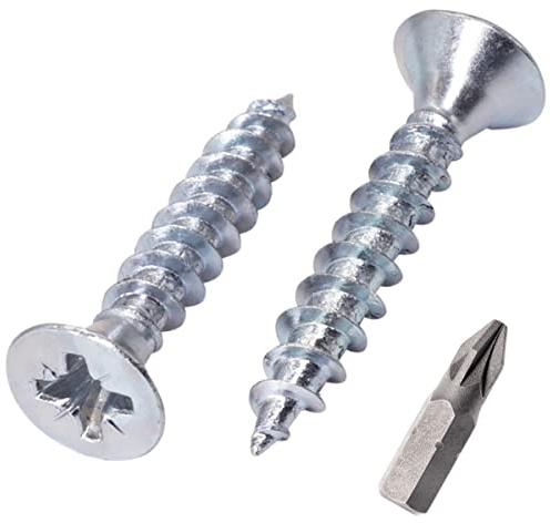 SKIR'CO Lot de 300 vis à bois en acier zingué - Tête fraisée Pozidriv - Vis à panneaux d'aggloméré - Entièrement filetées - 5,0 x 30 mm