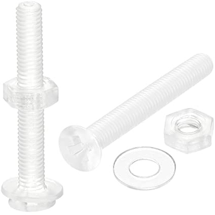 sourcing map 20 Sätze Kreuzschlitz Maschinenschrauben M3 x 25mm Transparent | PC Flachkopf Maschinenschrauben, Kunststoff, Mit Muttern und Unterlegscheiben