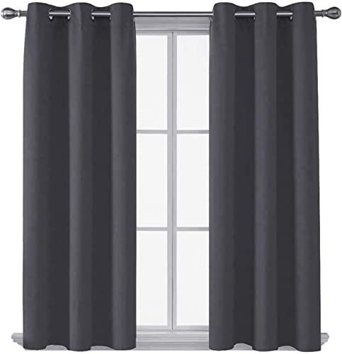 AR Ware Charcoal Blackout Curtains - 2 Panels Drapes Eyelet Thermal Curtains for Living Room and Bedroom - Energy Saving - Soundproof lightweight curtains (66 x 54 inches)