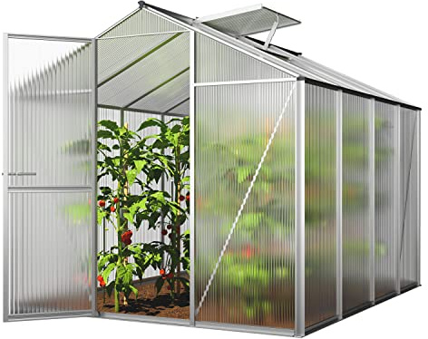 GFP Serre ECO 4 Cadre Aluminium 192x256 cm Plaques Double paroi 6 mm indéformables & résistantes aux intempéries