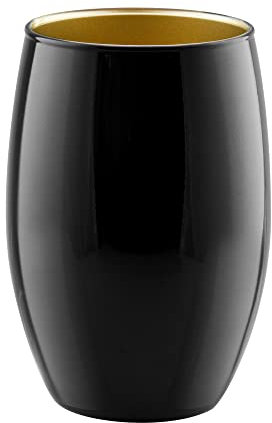 TREND FOR HOME Blumenvase Schwarz H: 19,8 cm Vase Schwarz Gold Glasvase, Runde Vase Tulpenvase für Pampasgras, Dekovase | ⌀ 14 cm | Amarilis Great Gatsby