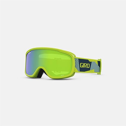 Giro Buster Kinder Skibrille - Snowboardbrille für Jugend, Jungen & Mädchen - Ano Lime Geo Camo Strap mit Loden Green Lens