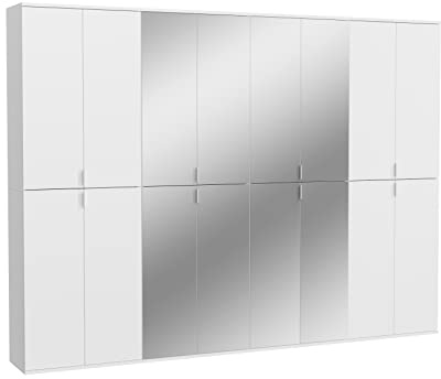 xonox.home - Garderobenkombination Projekt X 4-TLG. Set 244x193x34 cm in weiß und weiß Hochglanz - Eingangsbereich Garderobenschrank Dielenmöbel Flurmöbel - funktional