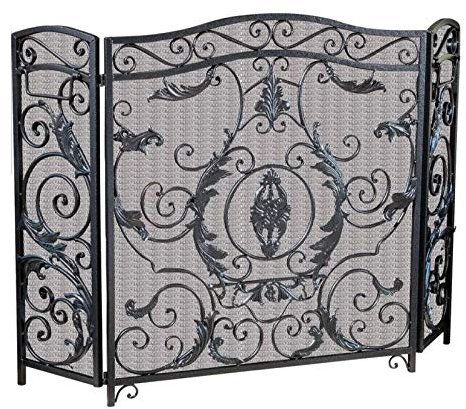 Funkenschutz, 3-teiliger Metall-Kaminschutz mit faltbaren Seitenwänden, rostfreier, pulverbeschichteter Schutzzaun, für Innen- und Außenkamin und Funkenschutz, 53,5 x 35,4 Zoll. Sehnsucht nach vision