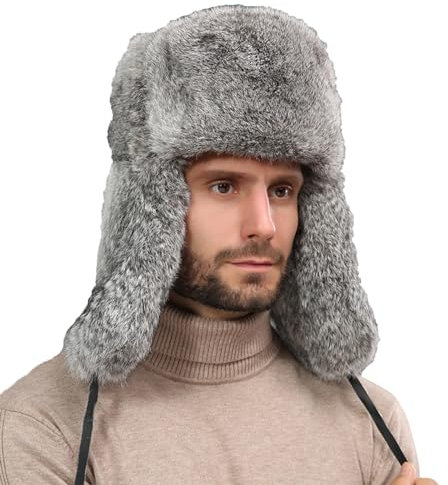 Elegtiskas Winter Trapper Hat with Flaps Faux Fur Winter Hunting Hat Russian Ushanka Hat for Men Women