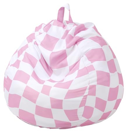 VitalCozy Bean Bag Chair for Teens Storage,No Filler, Pink Plaid