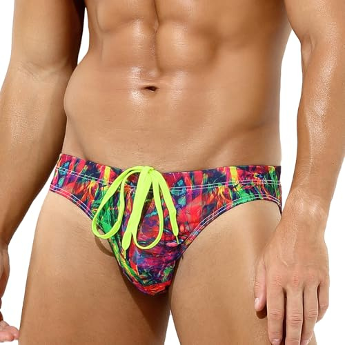 Casey Kevin Badbyxor herr sexig baddräkt låg midja simshorts sport strand simning trosor elastiska underkläder, A4-graffiti, L