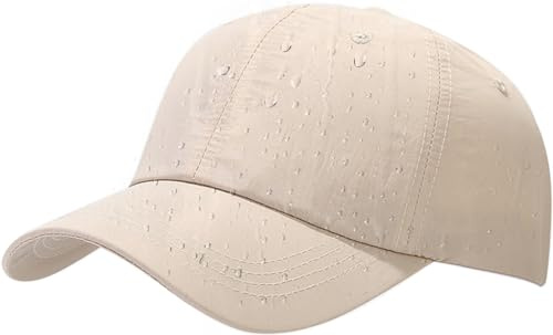 Beige Casquettes de Baseball Imperméable Homme Femme Réglable Sport Extérieur Chapeau Soleil Casquettes de Golf Respirant Casquettes Visières Séchage Rapide Chapeau de Pluie