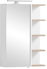 Schildmeyer Lugo Spiegelschrank 157385, Kreideweiß / Wildeiche Dekor, 49,7 x 16,0 x 74,4 cm