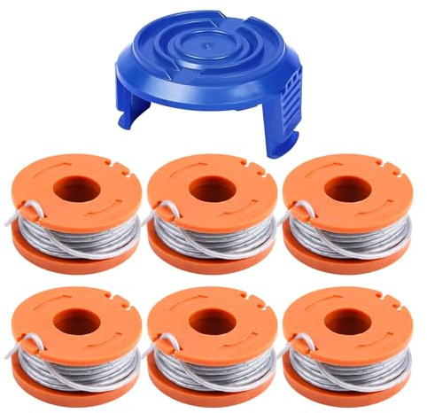 Strimmer Spool Compatible with Mac Allister MGTP18Li Trimmer Line,1.65mm 3m WX150 Spool Line Replacement for Macallister Strimmer (6 spool + 1cover)