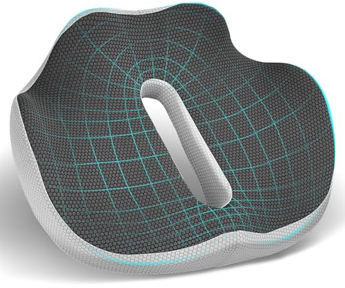 Zamufo Memory Foam Seat Cushion,Thick Cushions for Office Desk Chair, Wheelchair,Car, Airplane, Relieving Pressure Tailbone Sciatica Back Pain Coccyx Cushion for Long Sitting Office Workers