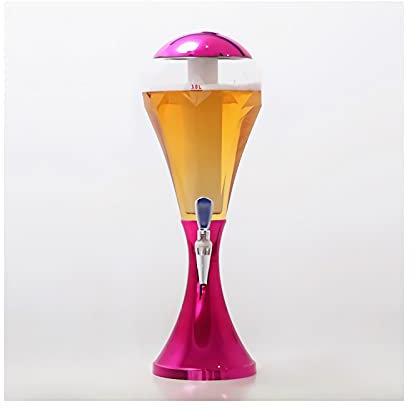 Dispensador de torre de cerveza Torre de cerveza colorida con tubo de hielo, luces LED y grifo, dispensador de bebidas de 3 litros para jugo de cerveza, agua y más, dispensador de cerveza fría