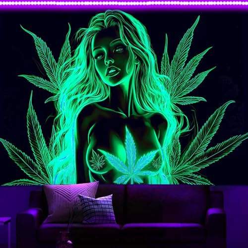 Bcsewcg Schwarzlicht-UV-Wandteppich, Wandbehang, Frauen und sexy Hot Girl, Poster für Erwachsene, Schlafzimmer, Wohnheim, Wanddekoration