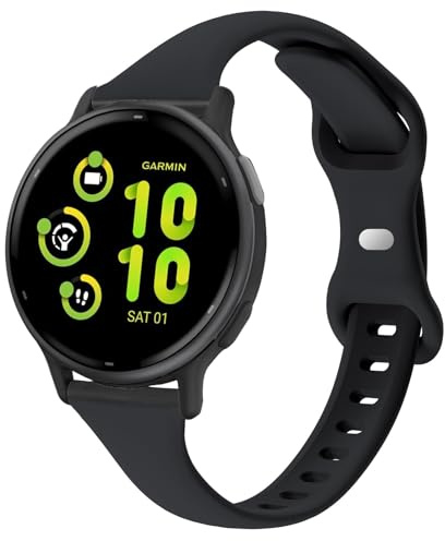 TUCOMO Fin silikonklockarmband kompatibel med Garmin Vivoactive 5/Vivoactive 6, reservklockarmband fint och flexibelt för Garmin Vivoactive 3/3 Music, L, Silikon, Ingen pärla