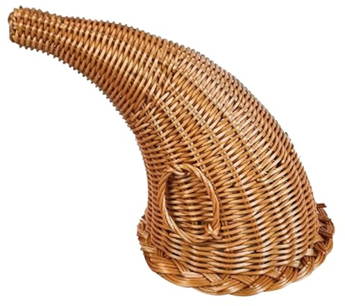 Cesta de cuerno de la abundancia cesta de 11 inch de alto centro de mesa de cuerno de la abundancia cesta tejida con forma de cuerno para decoración de otoño y Acción de Gracias