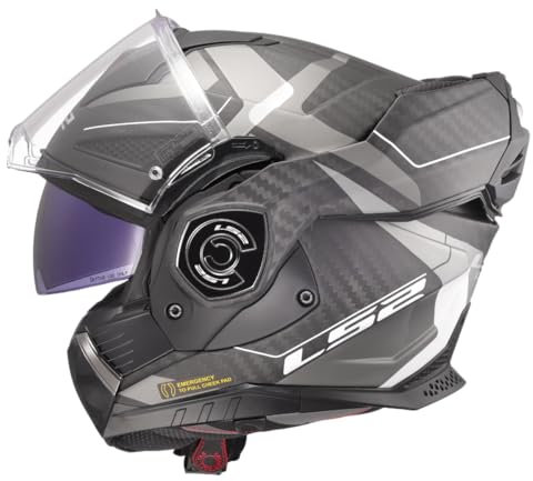 LS2, Casco Moto Modular ADVANT X CARBON HORIZON Matt Silver Grey, L