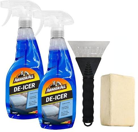 Armor All Winter Car Kit, Fast Acting Deicer 2 x 750 ml, Ice Scraper x 1, Chamois Demister Pad x 1, Effective down to -10°C