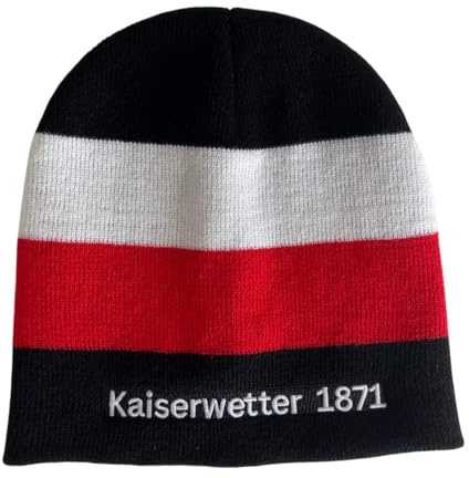 Wintermütze Kaiserwetter 1871 in schwarz-weiß-rot, Deutsches Kaiserreich, Deutsches Reich, Beanie