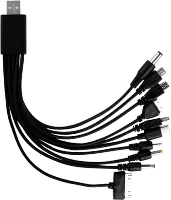 Bojueshaw 10-in-1 Multi USB Charging Cable – Universal Black Charger Cord with Multiple Connectors for Phones, Power Banks, Camping Lights, and Car Charging