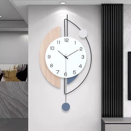 Gilacco Large Decorative Wall Clock with Pendulum, Battery Operated Silent Quality Quartz Wall Clocks for Living Room,Kitchen,Home,Bathroom,Bedroom Wall Decor,14x28.4inch