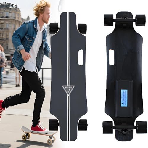 smafoseedding Elektrisches Skateboard Mit Fernbedienung, 7 Ahorn Twin Tip Elektrisches Longboard-Skateboard, 4-Gang-Geschwindigkeitsbremsen, Einfacher Tragegriff, Für Erwachsene Und Jugendliche,TypeA