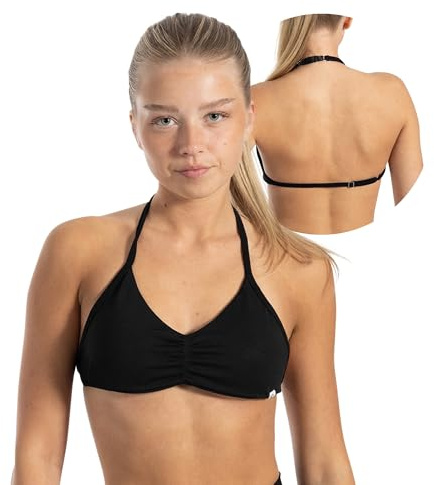 SMILODOX Sport BH Damen Esta, Neckholder Bra mit Ringverschluss & schmaler Rückenlösung, Geraffte Front, ohne Bügel, ideal für Studio, Yoga, Freizeit, Alltag & leichte Aktivitäten mit Komfort