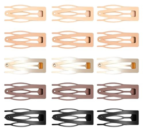 Dinghaole Ensemble De 15 Clips À Double Clip À Boucle Rapide Pinces À Cheveux Fines - Ensemble De Pinces 5 Couleurs - Pinces À Cheveux Puissantes Et Cartes À Cheveux Pour Femmes
