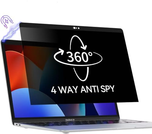 Protescreen 360° Magnetic Privacy Filter for MacBook Air 13 (2018-2021,M1)& MacBook Pro 13 inch (2016-2022,M1,M2), Anti Peep Anti Glare Blue Light Screen Protector Film, Mac 4-Way Privacy Filter