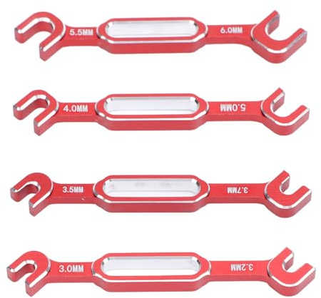 DANAIXZ RC Turnbuckle Wrench Set Aluminum Alloy RC Car Repair Tool Kit with 4PCS 3.0 3.2 3.5 3.7 4.0 5.0 5.5 6.0mm Wrenches for RC Model Vehicle Maintenance and Ball Joint Removal (Red)
