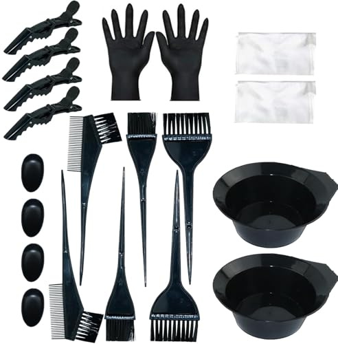 20-Piece Hair Coloring Kit with Reusable Tools for DIY and Salon Use, Includes Mixing Bowls, Brushes, and Accessories